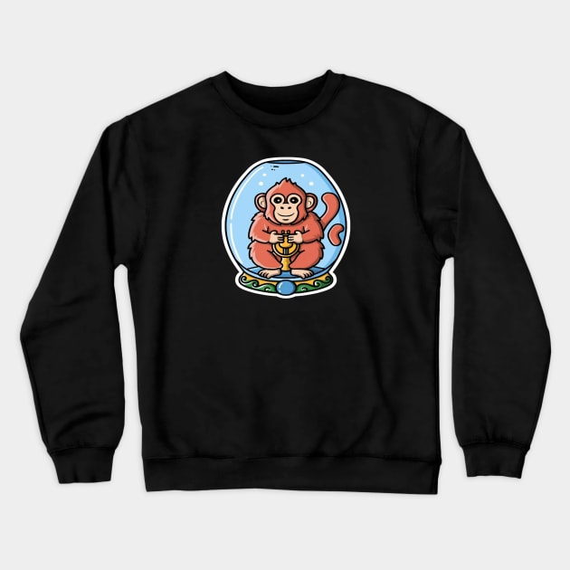 Cute Monkey in a Genie Bottle Crewneck Sweatshirt by joolsd1@gmail.com